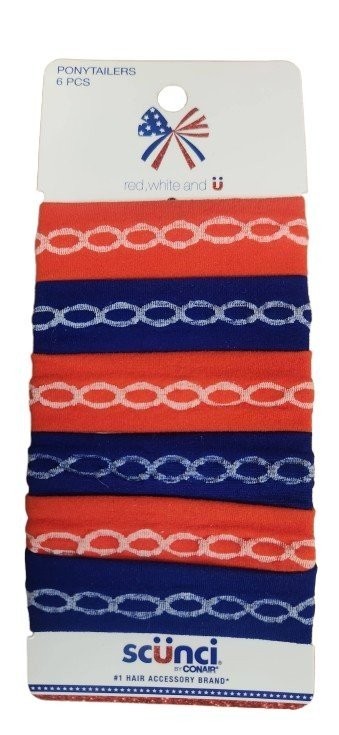 Scunci Red, White & Blue Ponytailers 6 Pcs (Pack Of 1)