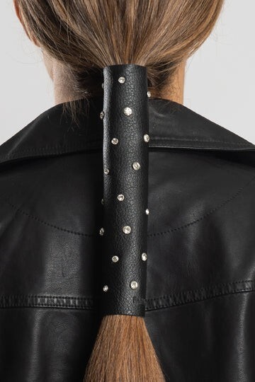 Hair Glove® Leather Starry Night with Gems Ponytail Holder Hair 8″