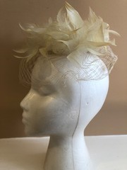 Vintage Mid Century Feather and Net Whimsey Headpiece-Union Made In The USA