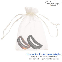 Parcelona French Thin Arch Cutout Medium 3″ Hair Claw Clips for Women Set of 2