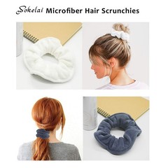 Hair Drying Towel Scrunchies – Terry Cloth Scrunchie Large, black white grey