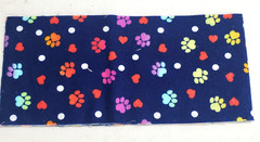 Handmade Women’s Scrunchies size XL Blue Cotton Snuggle Flannel Heart Paw Print