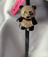 **VINTAGE**BETSEY**JOHNSON**BLACK*ENAMEL*PANDA*BEAR*HEADBAND*WOMEN’S*HAIR*RARE**