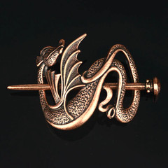 🐉 Vintage Bronze Dragon Hair Slide / Hair Stick Holder – Fantasy Celtic Renaiss
