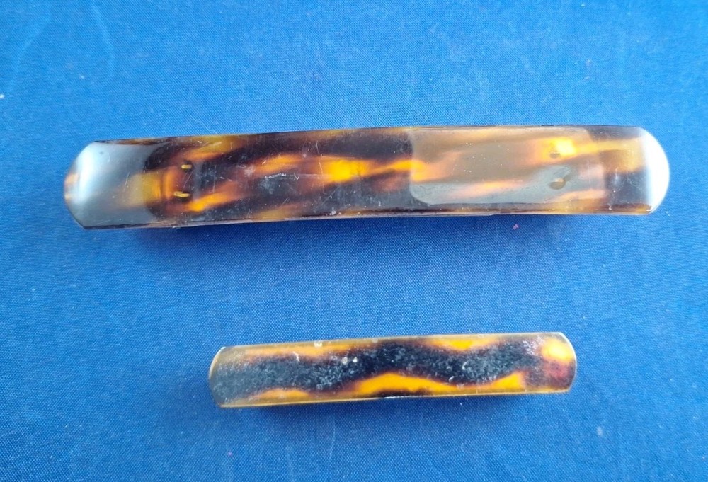 Vintage Goody 1980’s 4.5″ & 2.5″ Faux Tortoise Shell Hair Barrettes Lucite *16-B