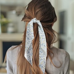 3 PCS Floral Elastic Scrunchies Knotted Bows Silk Ties Pink Yellow Blue