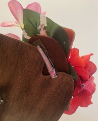 Tropical Floral Tiki Head Party Wedding Silk Flowers Hair Clip Handcrafted #56