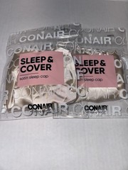 NEW Conair Satin Cap 2 Pack Beige Satin Sleep Cap Keeps Hair Healthy & Soft