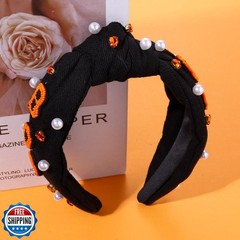 Women’s Beaded Embellished Rhinestone Pearl Top Knot Hair Accessory for Hallo