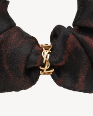 NWT Saint Laurent YSL Cassandre Logo Leopard Silk Cashmere Scrunchie Hair Tie