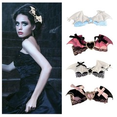 Novelty Lace Bows Braid Holder Bat Wing Hair Clip Female Halloween Headdress