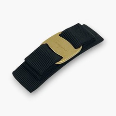 Salvatore Ferragamo Vara Bow Hair Barrette Black Gold Made in Italy