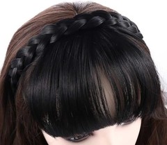Brown and Black Fake Bangs Hairband, Women Girls Fringe Bangs with Double Row