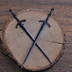 2PCS Retro Viking Hair Sticks – Black Gothic Metal Sword Hair Pins for Women,…