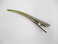 Gray Large Kimono Hair Clip, 130mm Long Metal Upcycled Silk Hair Stick