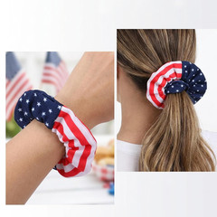 4th of July American Flag Hair Ties Set Elastic Scrunchies Red White Blue 4 Pcs