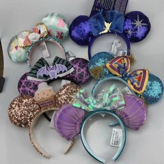 Disney Parks Rapunzel Cinderella Anna Sequin Loungefly Bow Minnie Ears Headband