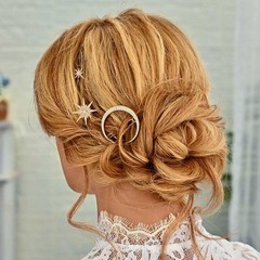 Moon Star Hair Clips Gold Stars Hair pins Crystal Celestial Hair for and Girl…