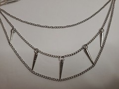 Hair Fashion Double 1″ Wide Comb Layered Silver Tone Chain With Charms Fantasy