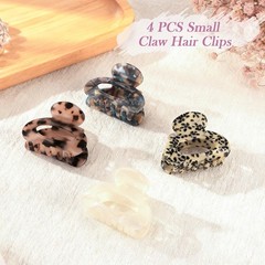 Hair Claw Clips 4 PCS Durable NonSlip Tortoise Small Thin Hair Leopard Print