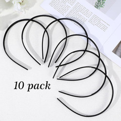 10 Pcs Plastic Headband, Black Non-Slip Headbands for Women Plastic Plain Thin H