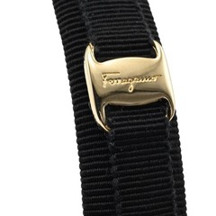 Salvatore Ferragamo Vara Ribbon Nylon/Metal Headband Black/Gold S2606-k012YP