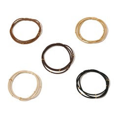 5pcs Fashion Women Gold Bead Thin Elastic Hair Bands Layered Knotted Rubber Band