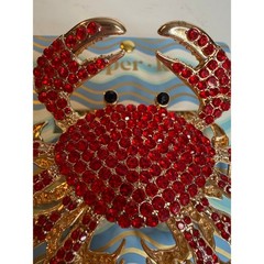 NEW Piper K Rhinestone Crab Hair Claw Clip Red Crystal Coastal Beach