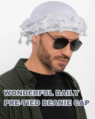 Turban for Men Women Satin Lined Durag Head Wraps Skull Cap Pre-Tie