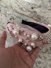 Pink Fashion Rhinestones Faux Pearls Women’s Headband ~ New