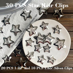 30 PCS Star Hair Clips,20Pcs 1.22″Clip and 10 PCS 1.65″Clips Snap Star Hair Acce