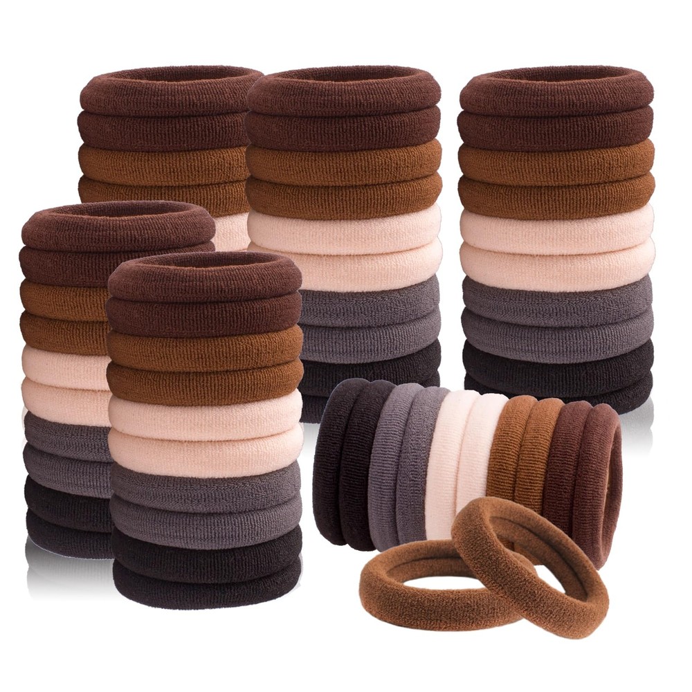 TBUKEOM Hair Ties for No Damage, 100 PCS Soft Seamless Cotton Nylon Elastic