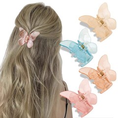ATODEN Butterfly 4 Count (Pack of 1), transparent pink,blue,orange,yellow