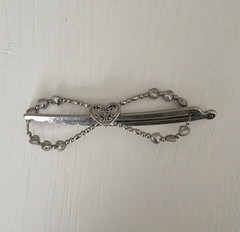 Lilla Rose Silver Metal Heart Hair Clip Barrette with Beaded Chain Detail Large