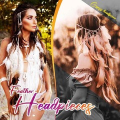 GORTIN Boho Feather Headband Hippie Headpiece Indian Headdress Gypsy Brown