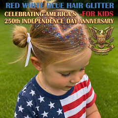 Red White Blue Hair Glitter Stick,4Th of July Patriotic America Flag Star Face B
