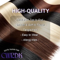 CWRDK Clip in Hair Extensions Real Human Hair Remy Straight Double Weft 16 Inch