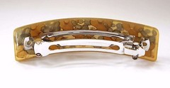 French Large Hand Painted Sandstone Brown Color Tortoise Hair Clip Barrette P47
