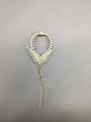 Sequin Studded Angel Wing Hair Clip w/ Pearl Stones & Dangling Sequins NEW