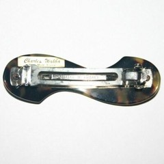 Barrette Hair Clip French Spotted Long Curved Tokyo Black Brown Made in France