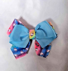 Blue Layered Ribbon Hair Bow for Girls 01 pcs
