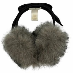 Kate Spade New York Foldable Travel Earmuff Faux Fur Black Bow Headband Gray