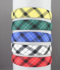 red black plaid headband 1 1/8″ wide tartan fabric covered hair band