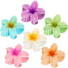 6 Pack Flower Claw Clips for Women Hawaiian Plumeria Hair Accessories