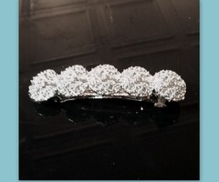 Large Hair Barrette metal french double clasp Clip Textured silver Tone nugget
