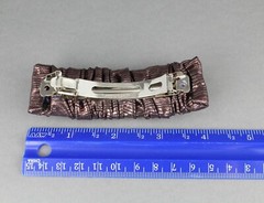 Copper barrette scrunched metallic shiny fabric rectangle hair clip 3.75″ long