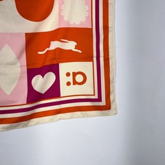 Amika Printed Hair Scarf Orange Pink Geometric Retro Abstract Square Head Scarf