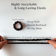 6 Pack Luxury Satin Skinny Scrunchies Black Hair Ties For Women Girls Men