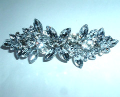 Sparkling Wedding White Cubic Zirconia Floral 3.5″ Hair Barrette New w Tag