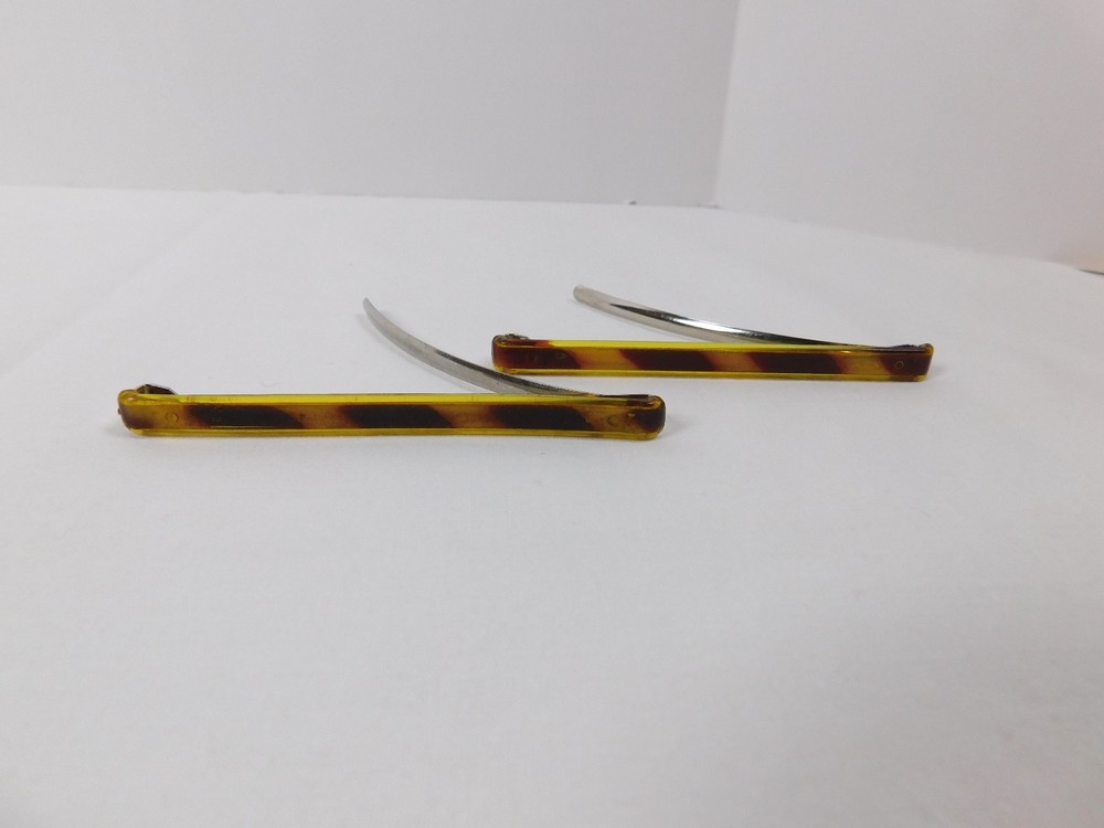2 Goody Stay Tight Vtg Clasp Clip Hair Barrettes 3” USA Mock Tortoise Shell